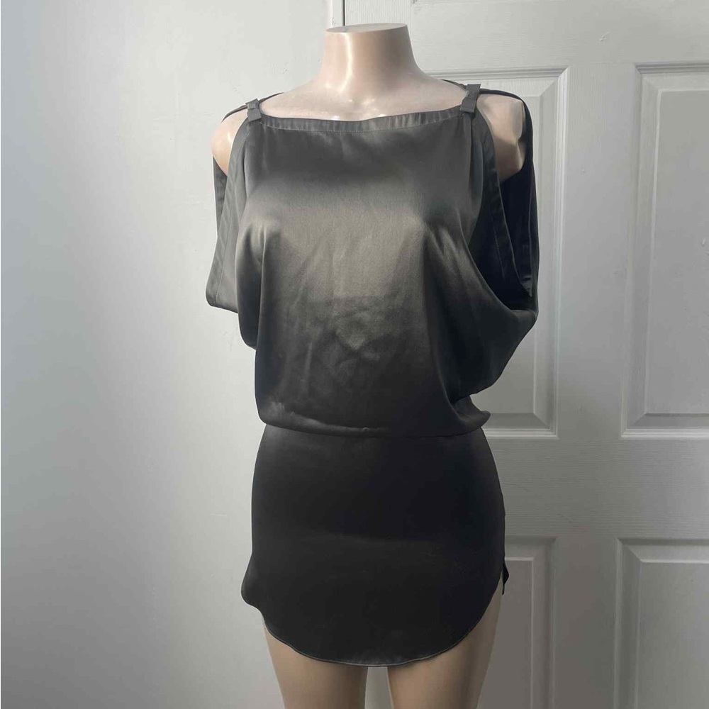 Schumacher Chic Satin Mini Dress in Charcoal